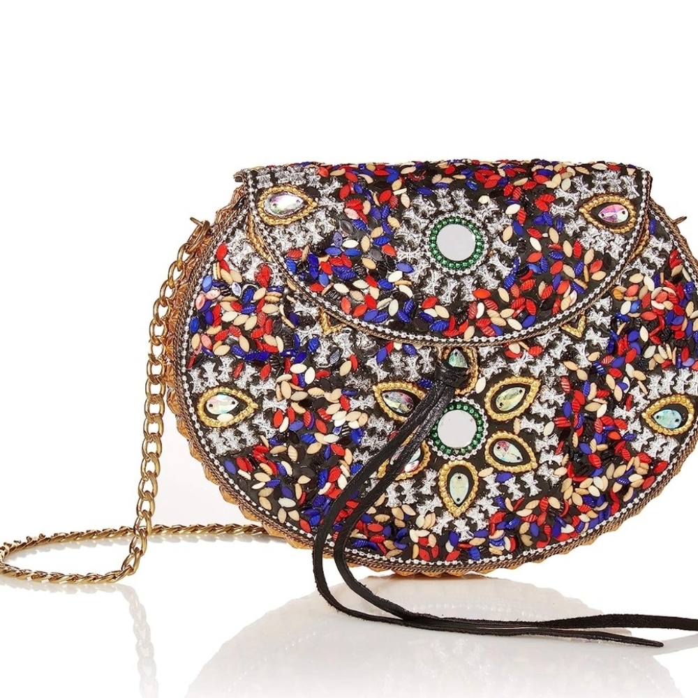 NWT LULU Brin Iron Bead and Sequin Embellished Crossbody Handbag
